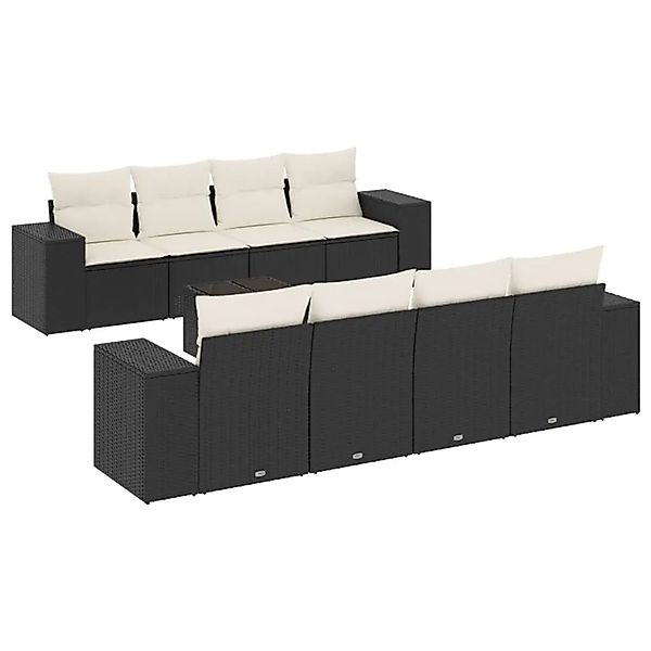 vidaXL 9-Tlg Garten-Sofagarnitur mit Kissen Schwarz Poly Rattan 3222345 günstig online kaufen