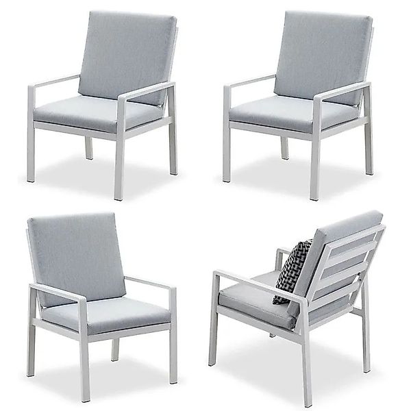 MeXo 4 St Aluminium Gartenmöbel Esstischstuhl Weiß günstig online kaufen