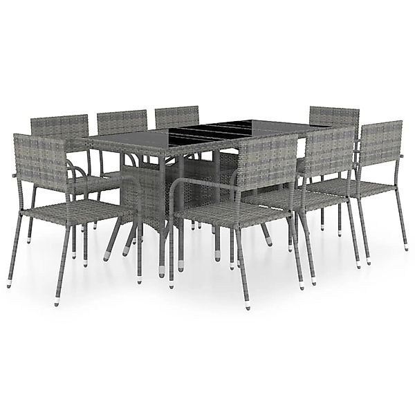 vidaXL 9-tlg Garten-Essgruppe Poly Rattan Anthrazit und Grau Modell 3 günstig online kaufen