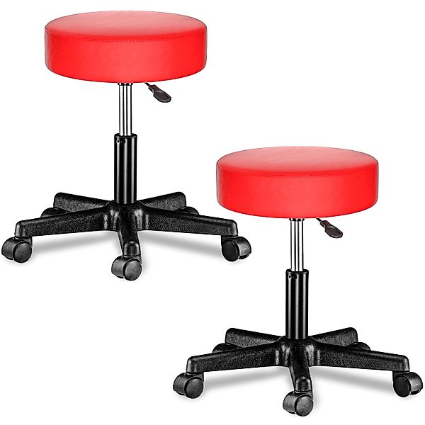 Rollhocker Kunstleder 2er-Set Rot 360° drehbar günstig online kaufen