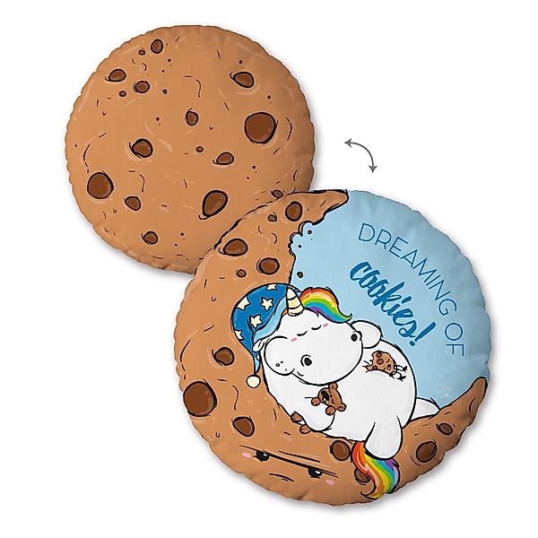 Pummeleinhorn Dekokissen Cookies, mit schlafendem Pummeleinhorn günstig online kaufen