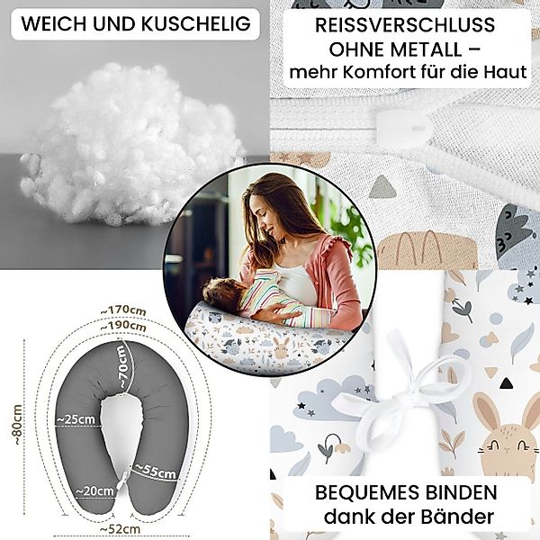 Amilian Stillkissen XXL 170 cm - Schwangerschaftskissen & Seitenschläferkis günstig online kaufen