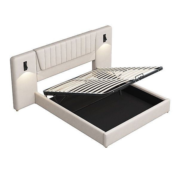 Rutaqian Funktionsbett Polsterbett 180*200cm, mit Leselampe USB-Ladeanschlu günstig online kaufen