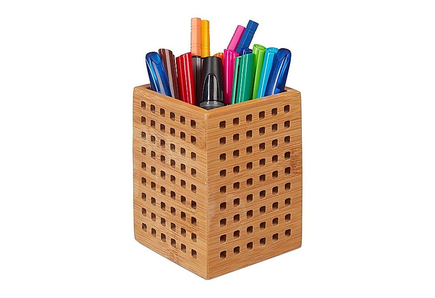 relaxdays Schreibgeräteetui Stiftköcher Bambus günstig online kaufen