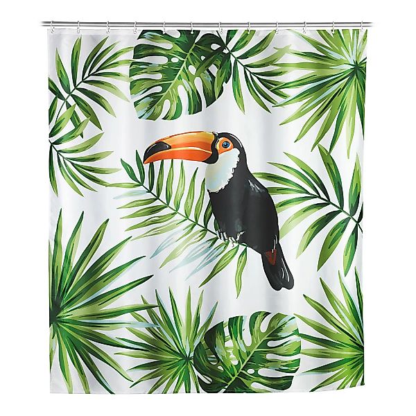 WENKO Duschvorhang Tucan, Textil (Polyester), 180 x 200 cm, waschbar mehrfa günstig online kaufen