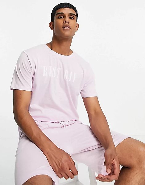 Brave Soul – Loungewear-Set mit Shorts und Logo in der Farbe Flieder-Lila günstig online kaufen