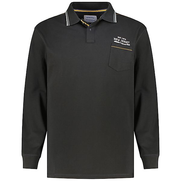 redfield Langarm-Poloshirt Redfield XXL Langarm-Poloshirt schwarz Bruststic günstig online kaufen