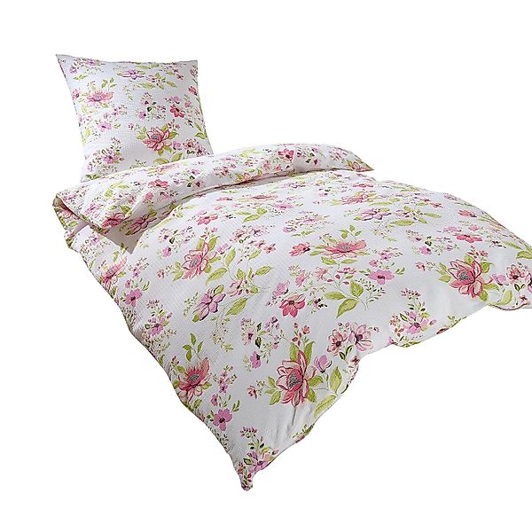 TRAUMSCHLAF Bettwäsche Fleur, Seersucker, 3 teilig, ideale Sommerbettwäsche günstig online kaufen