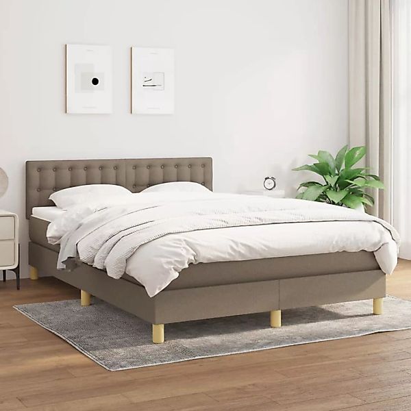 Vidaxl Boxspringbett Mit Matratze Taupe 140x200 Cm Stoff günstig online kaufen