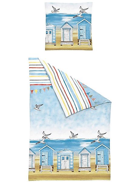 JACK Bettwäsche 135x200cm, Küstentraum Blau Weiß, Seersucker, 2 teilig, sch günstig online kaufen