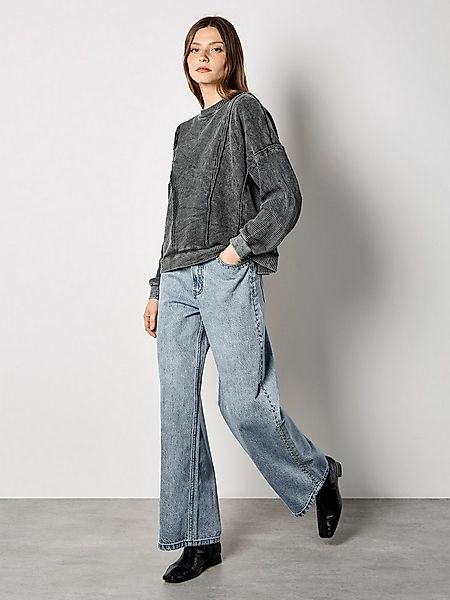 Apricot Sweatshirt Sweatshirt mit Waffelstrick-Einsätzen Einfarbig günstig online kaufen