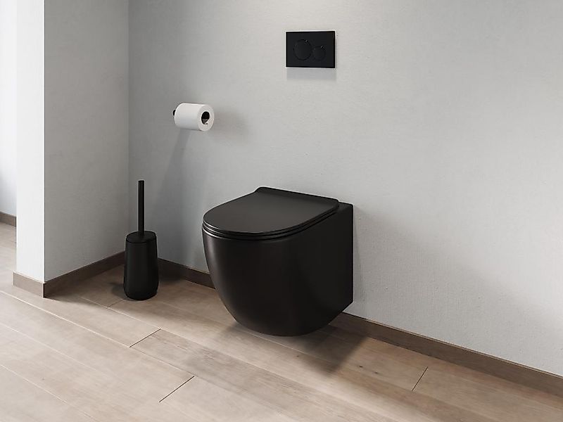 Wand-WC aus Keramik ohne Flansch - Schwarz matt - JAVOINE günstig online kaufen