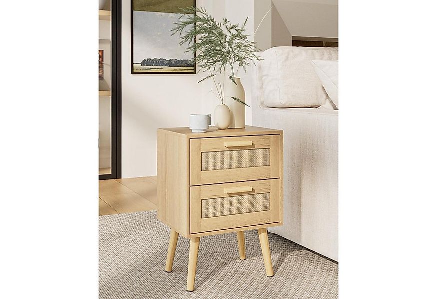 LuxusKollektion Nachttisch Nachttisch Rattan Beistelltisch Schublade Holz B günstig online kaufen