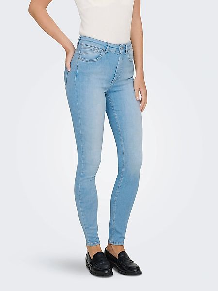 ONLY High-waist-Jeans "ONLBLUSH HW SKINNY ANK DNM REA008 NOOS" Bleach Wash günstig online kaufen