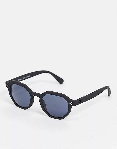 Bershka – Sechseckige Sonnenbrille in Schwarz günstig online kaufen