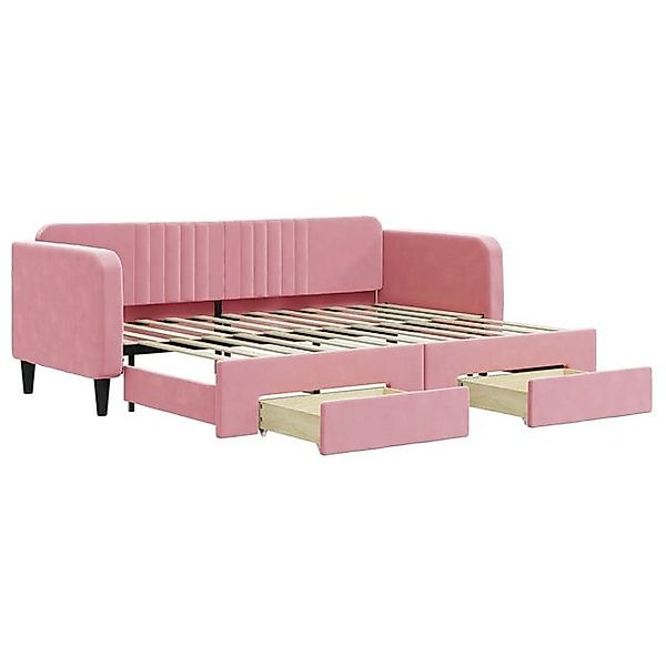 vidaXL Bett, Tagesbett Ausziehbar mit Schubladen Rosa 80x200 cm Samt günstig online kaufen