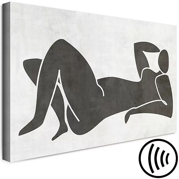 Wandbild Liegende Frau - schwarz-weiße Grafik im Scandi-Boho-Stil XXL günstig online kaufen