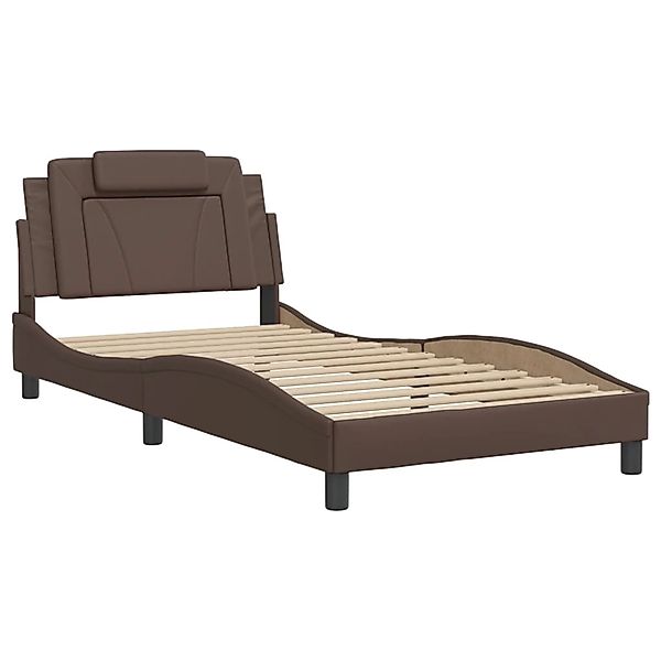 vidaXL Bettgestell Viana mit LED ohne Matratze Braun 100x200 cm Kunstleder günstig online kaufen