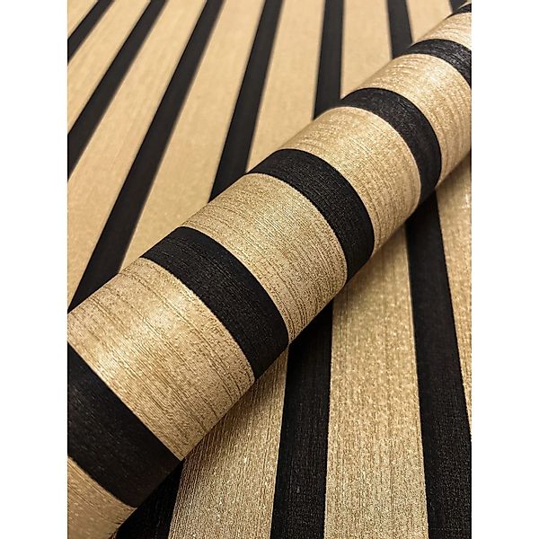 Newroom Vliestapete Berrin Gold Holzpaneele Modern Strukturiert FSC® günstig online kaufen