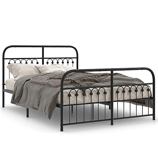 vidaXL Bettgestell mit Kopf- und Fußteil Metall Schwarz 140x190 cm 376618 günstig online kaufen