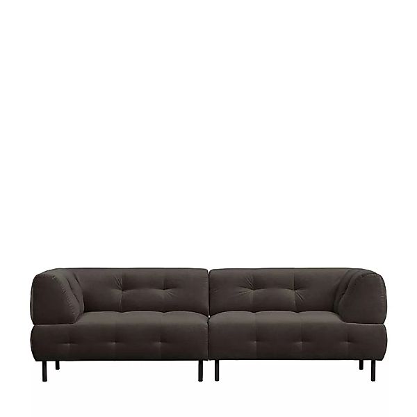 Lounge Sofa mit Bezug aus washed Samt Graubraun günstig online kaufen