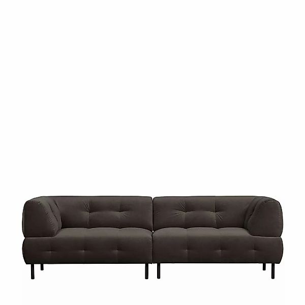 Lounge Sofa mit Bezug aus washed Samt Graubraun günstig online kaufen