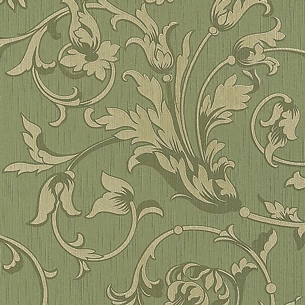 PROFHOME 956334-GU Textiloptik Tapete Blumen Matt Grün 0,53 m x 10,05 m 5,3 günstig online kaufen