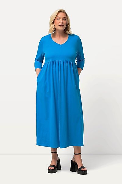 Ulla Popken Maxikleid Jerseykleid Empirenaht V-Ausschnitt günstig online kaufen