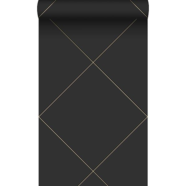 Origin Luxury Wallcoverings Tapete Grafische Linien Schwarz Und Gold 53 Cm günstig online kaufen