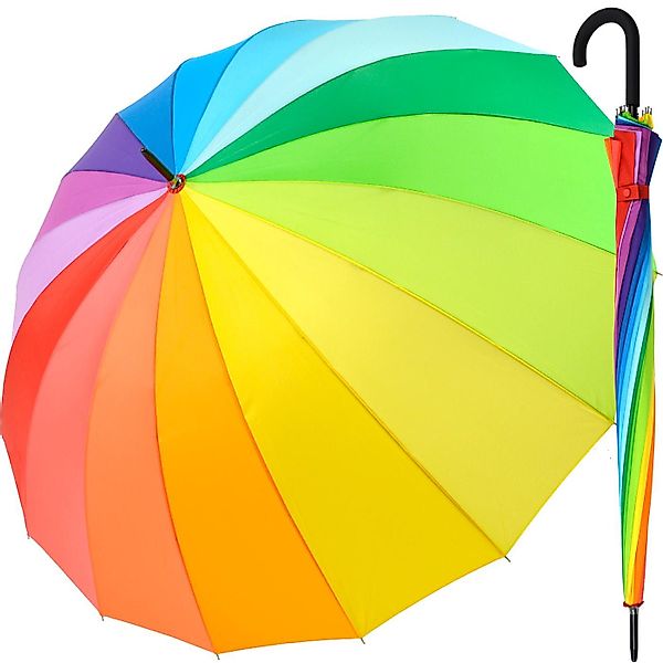 iX-brella Stockregenschirm Leichter Regenbogen Fiberglas XXL-Schirm günstig online kaufen