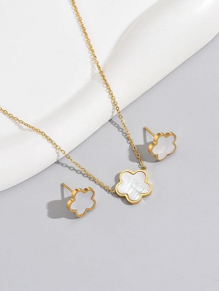 GOLDKLEIN Schmuckset Blumen Edelstahl Ohrringe Halskette günstig online kaufen
