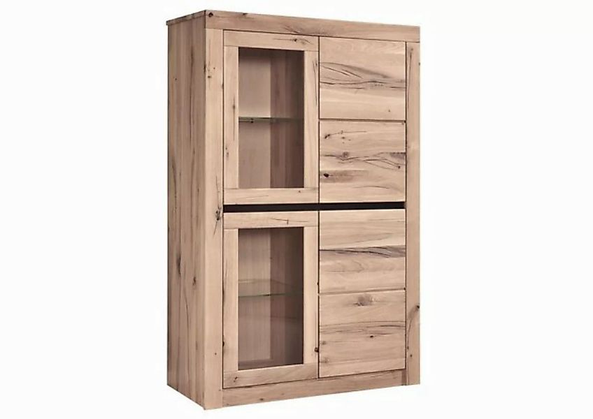 Massivmoebel24 Standvitrine (Vitrine Wild-/Zerreiche 95x42x150 bianco geölt günstig online kaufen