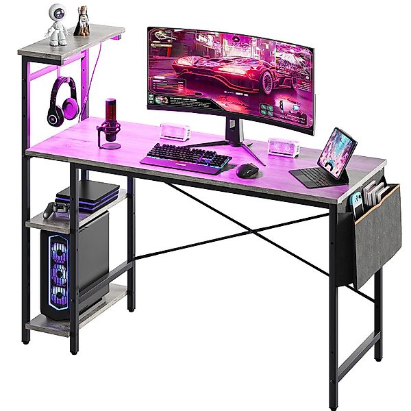 Bestier Gamingtisch Gaming Schreibtisch mit Regalen günstig online kaufen