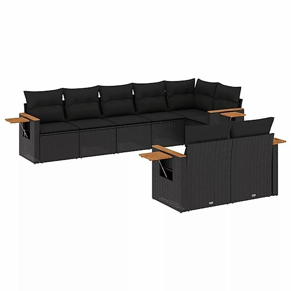 vidaXL 8-Tlg Garten-Sofagarnitur mit Kissen Schwarz Poly Rattan 3226986 günstig online kaufen