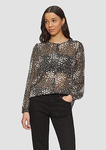 QS Langarmbluse Bluse Leicht transparente Chiffonbluse mit All-over-Print günstig online kaufen