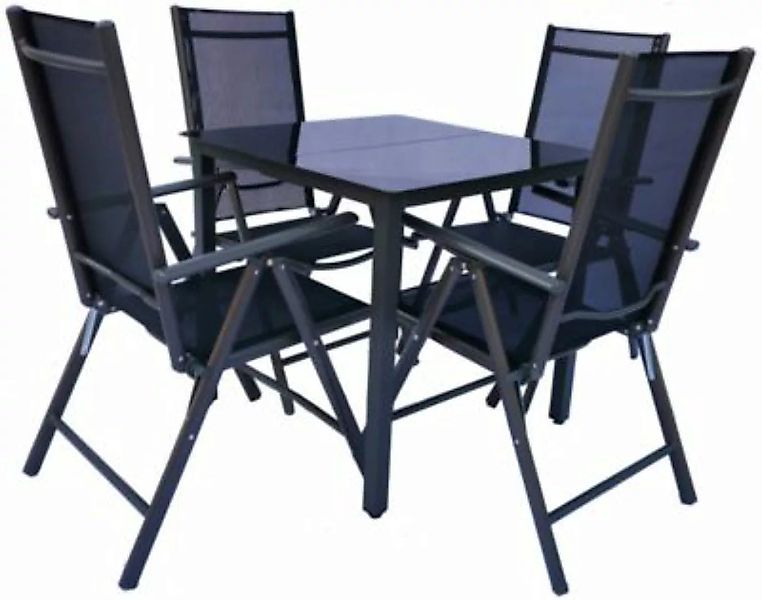 VCM Set Gartenmöbel Alu Glas Gartenset Sitzgruppe Essgruppe Tisch Stühle 80 günstig online kaufen