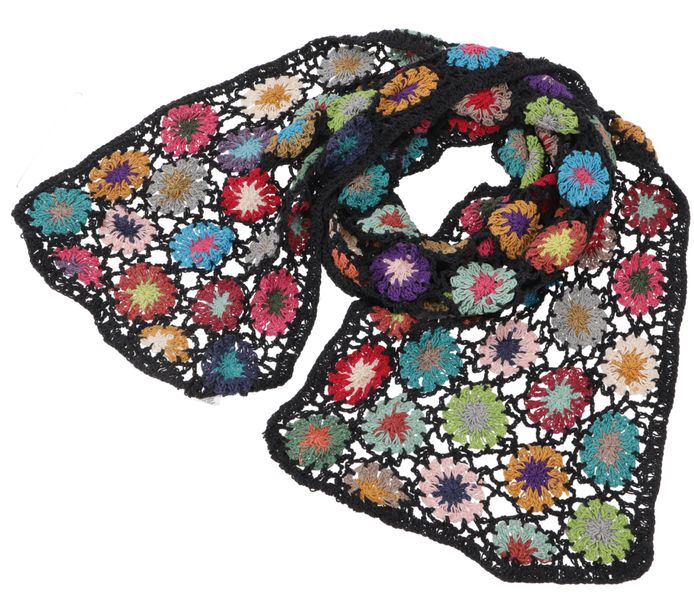 Guru-Shop Halstuch Häkelschal mit bunten Blümchen, günstig online kaufen