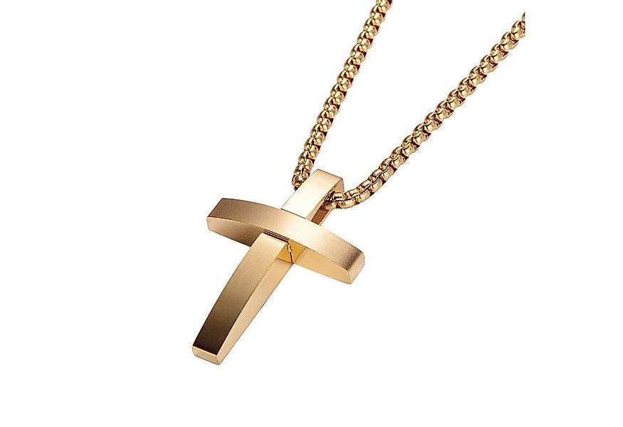 KARMA Kette mit Anhänger Halskette mit Kreuz Gold Herren Edelstahl 60 cm (K günstig online kaufen
