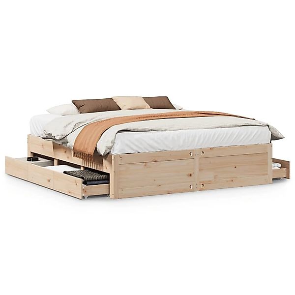 vidaXL Massivholzbett ohne Matratze mit Schubladen 200x200 cm Kiefer 330879 günstig online kaufen