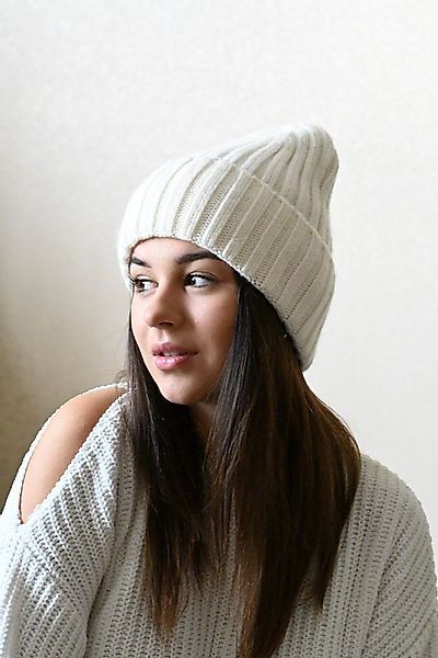Runde Perlé Beanie warme Wintermütze 100% Merinowolle weiß Beanie aus reine günstig online kaufen