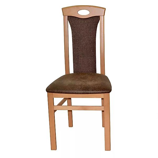 Esstisch Stühle Buche Bezug in Braun 95 cm hoch (2er Set) günstig online kaufen