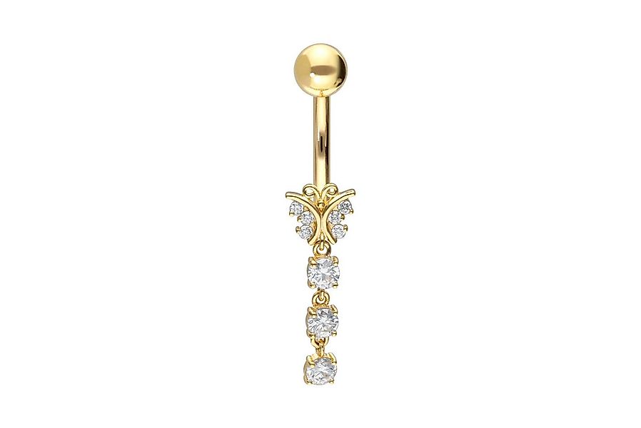 PIERCINGLINE Bauchnabelpiercing 14/18 Karat Gold Bananabell MOISSANIT-SCHME günstig online kaufen