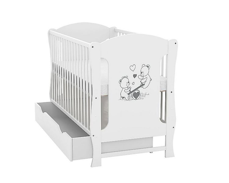 Baby-Delux Babybett Lia, Kinderbett 60x120 cm weiß Schublade Kiefer Teddy W günstig online kaufen