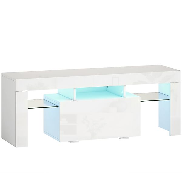 HOMCOM TV-Möbel 120 cm mit RGB-LED-Beleuchtung, Hochglanz, TV-Ständer für 4 günstig online kaufen