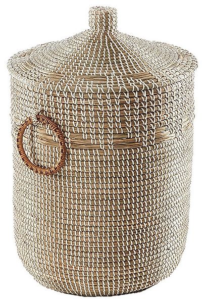 Kobolo Aufbewahrungskorb Schlangenkorb WOMA WHITE aus Seegras mit Deckel (S günstig online kaufen