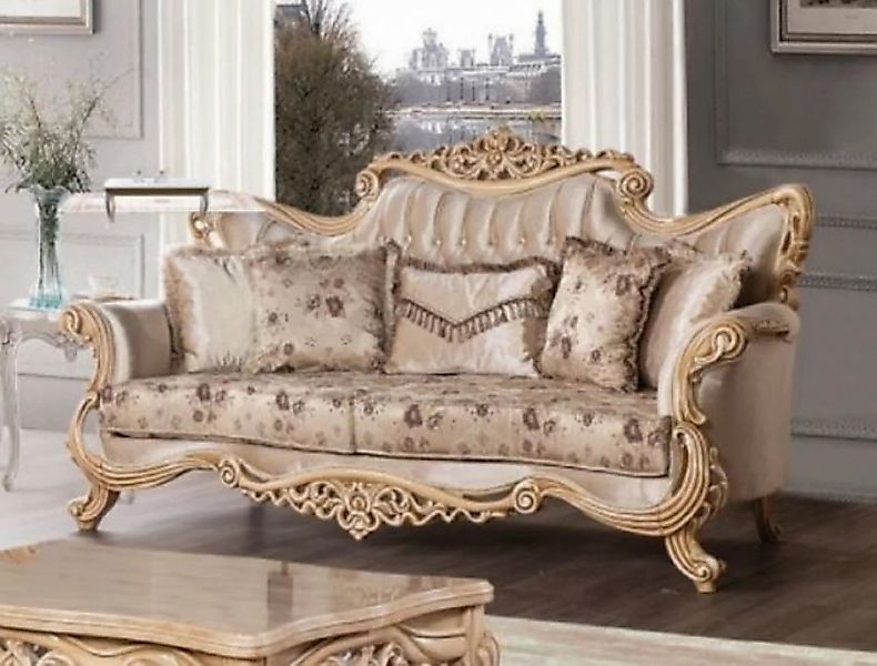 Casa Padrino Sofa Luxus Barock Sofa Beige / Braun / Naturfarben - Prunkvoll günstig online kaufen