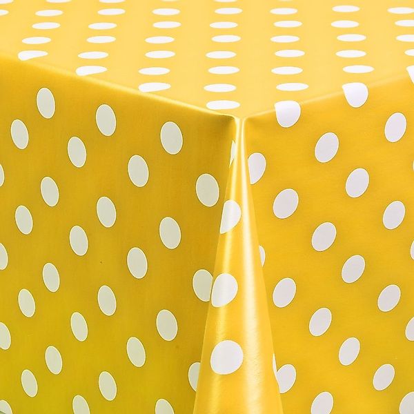 laro Tischdecke Wachstuch-Tischdecken Abwaschbar Punkte gelb günstig online kaufen