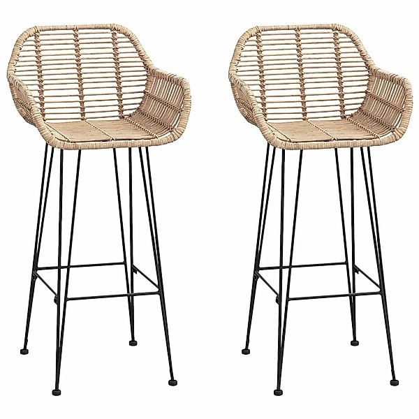 vidaXL Barstuhl 2 Stk Natur 55 x 52 x 105 cm Rattan und Eisen 42011553 günstig online kaufen