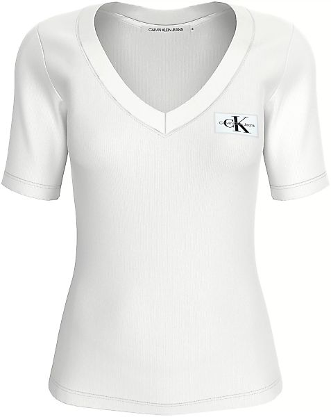 Calvin Klein Jeans T-Shirt "WOVEN LABEL RIB V-NECK TEE" günstig online kaufen