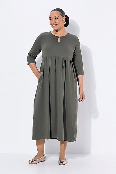 Ulla Popken Maxikleid Jersey-Maxikleid Rundhals Keyhole 3/4-Arm Taschen günstig online kaufen